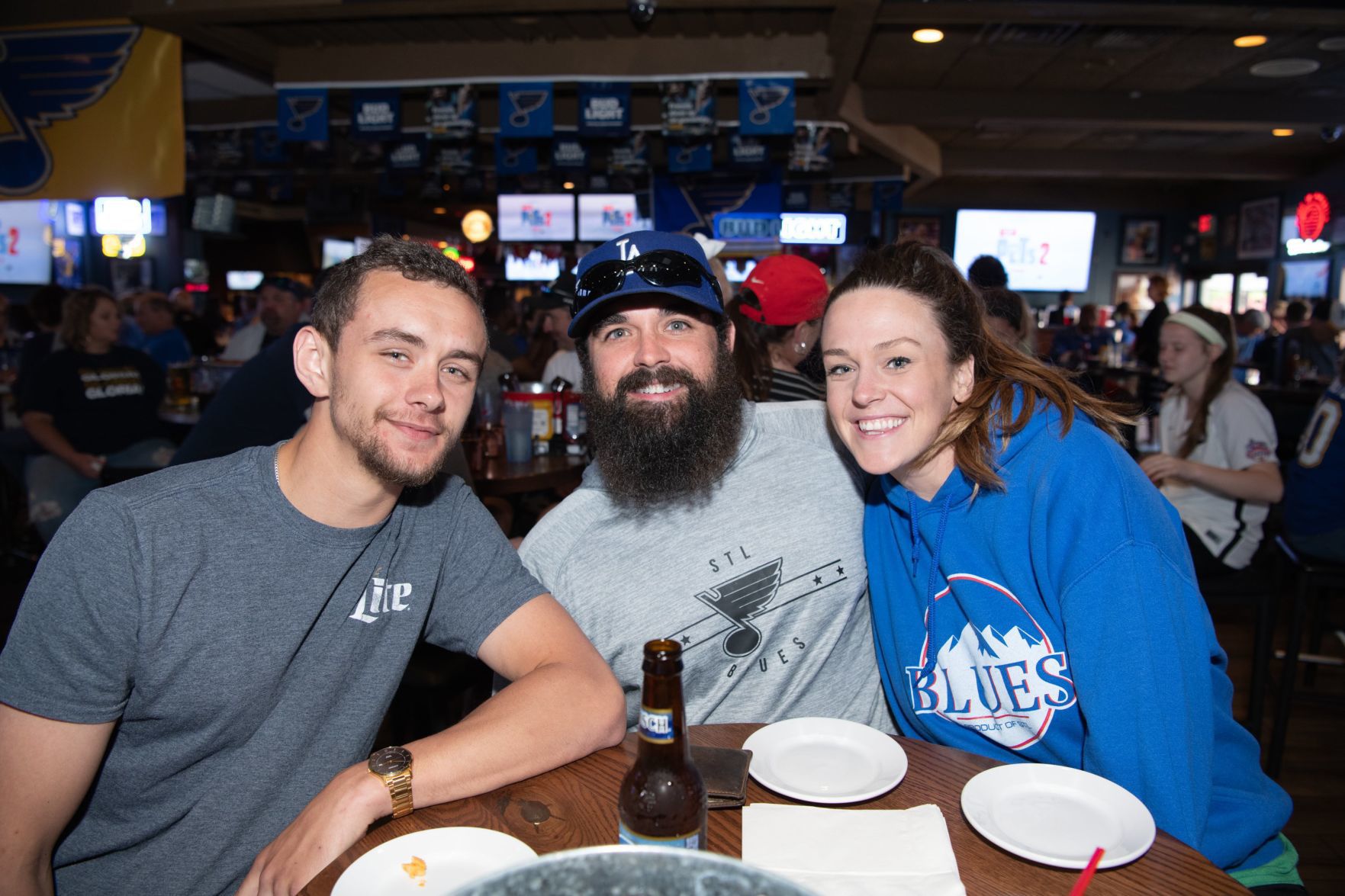 Blues fans watch Game 5 of Western Conference Finals at Syberg's on Dorsett